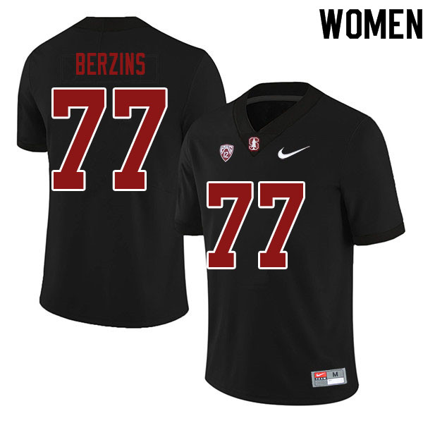 Women #77 Logan Berzins Stanford Cardinal College Football Jerseys Sale-Black - Click Image to Close
